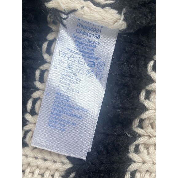 I Love H81 Black Cream Chunky Rib Knit Striped Pullover Sweater Women’s L - Picture 8 of 12